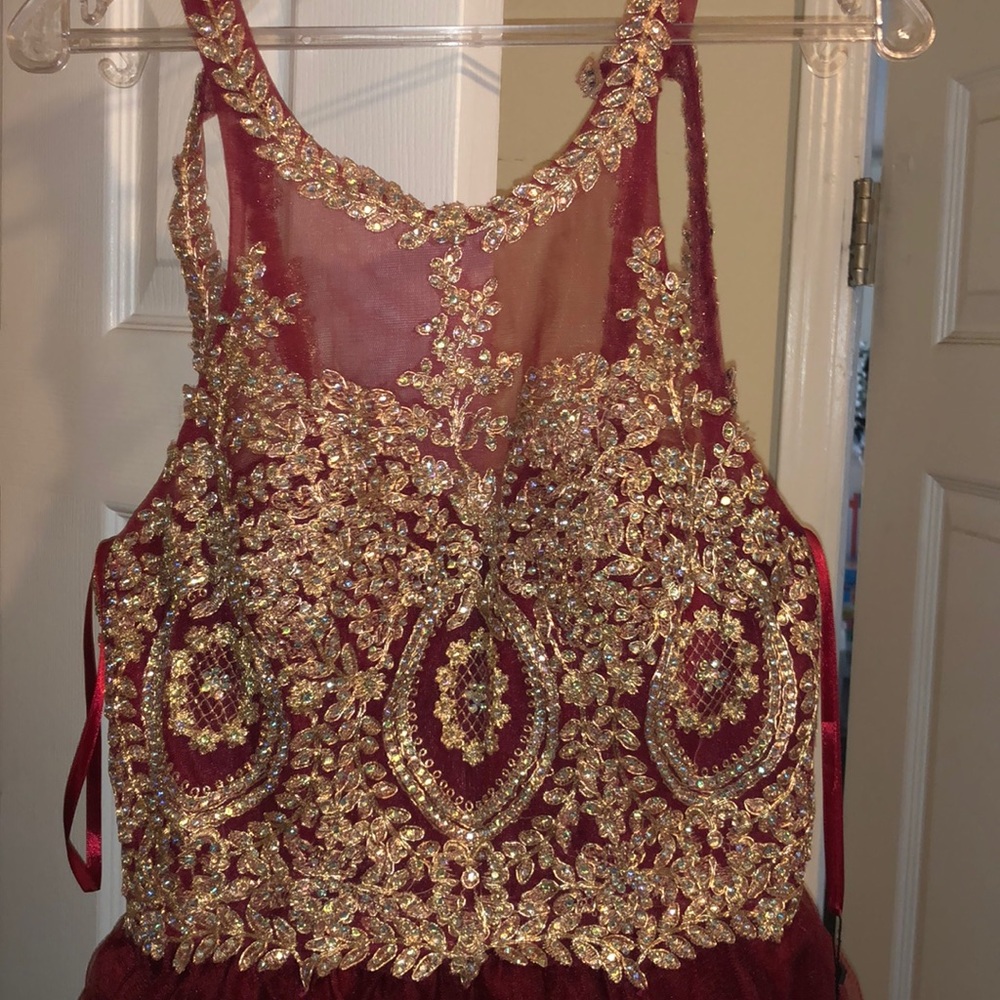 Cute studded burgundy frilly dress